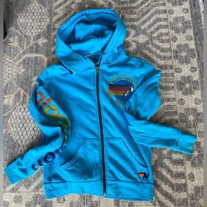 Aviator Nation Blue Zip Hoodie- Neon Blue S